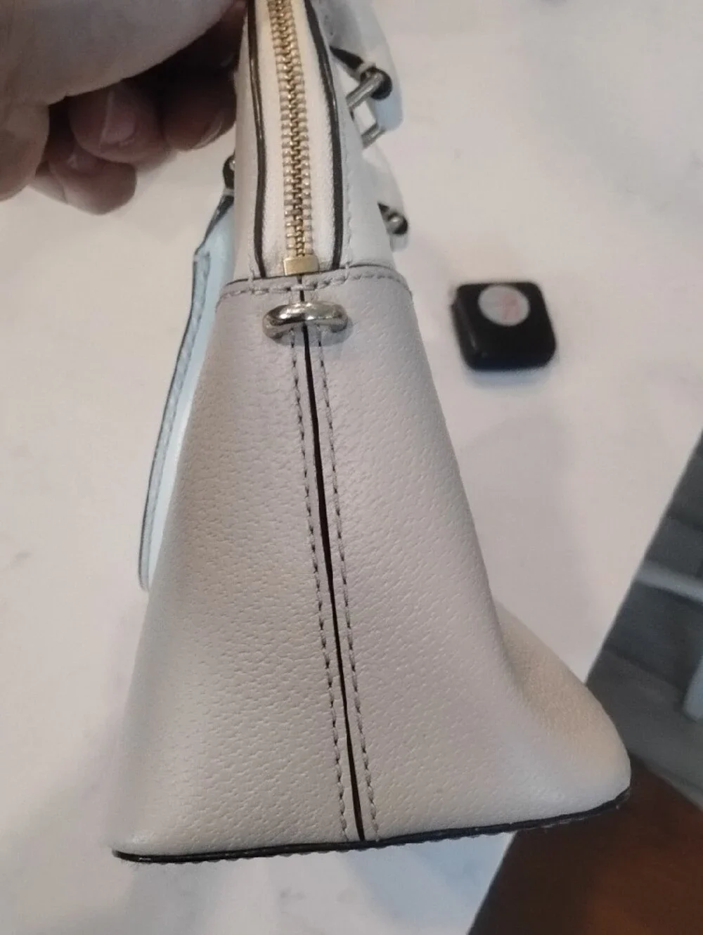 kate spade White Dome Satchel with Detachable Strap